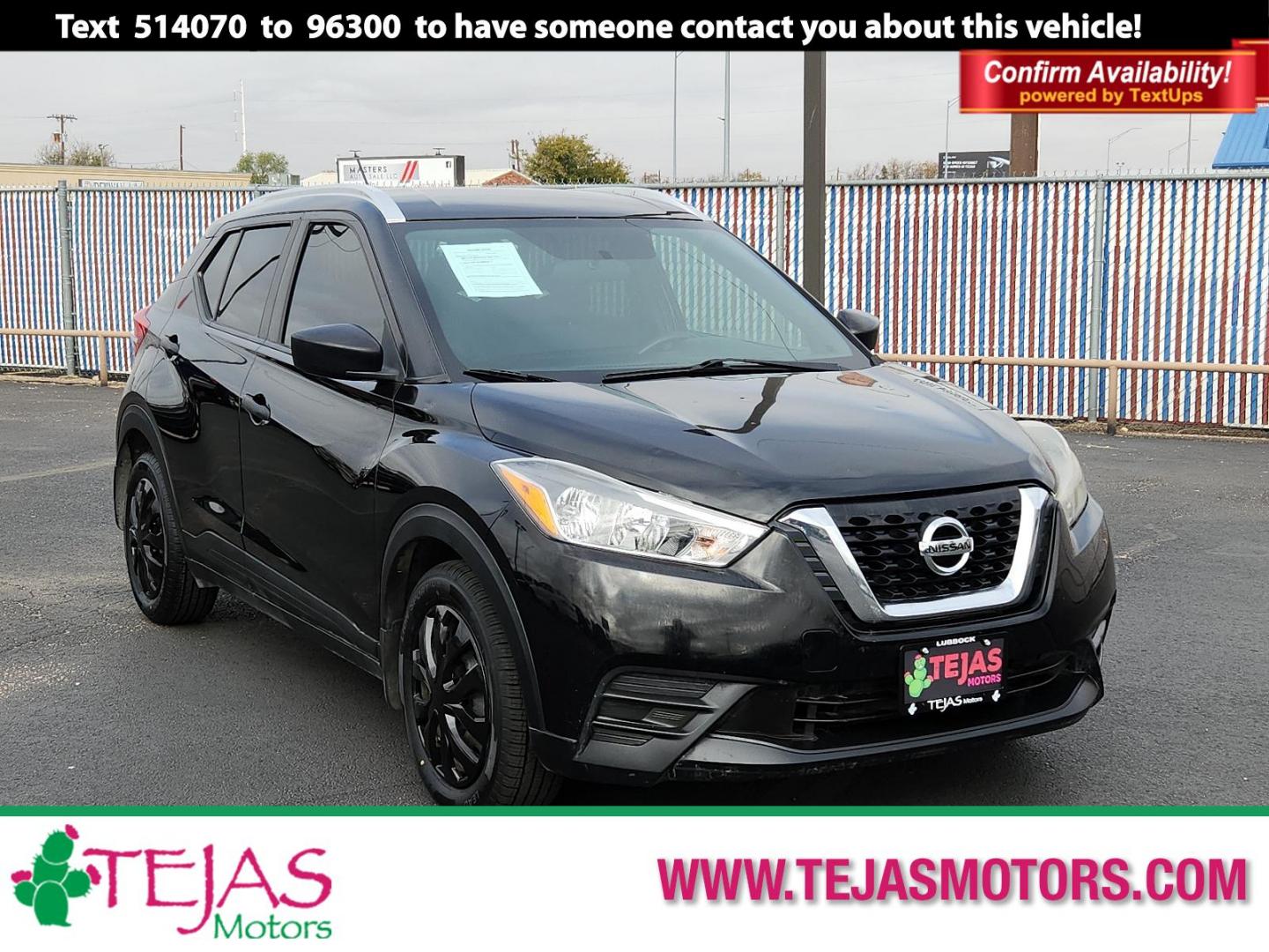 2019 Black /Grey Nissan Kicks S (3N1CP5CU7KL) with an Engine: 1.6L DOHC 16V 4-Cylinder engine, located at 4110 Avenue Q, Lubbock, 79412, 33.556553, -101.855820 - 12/04/2024 INSPECTION IN ENVELOPE GOD - Photo#0