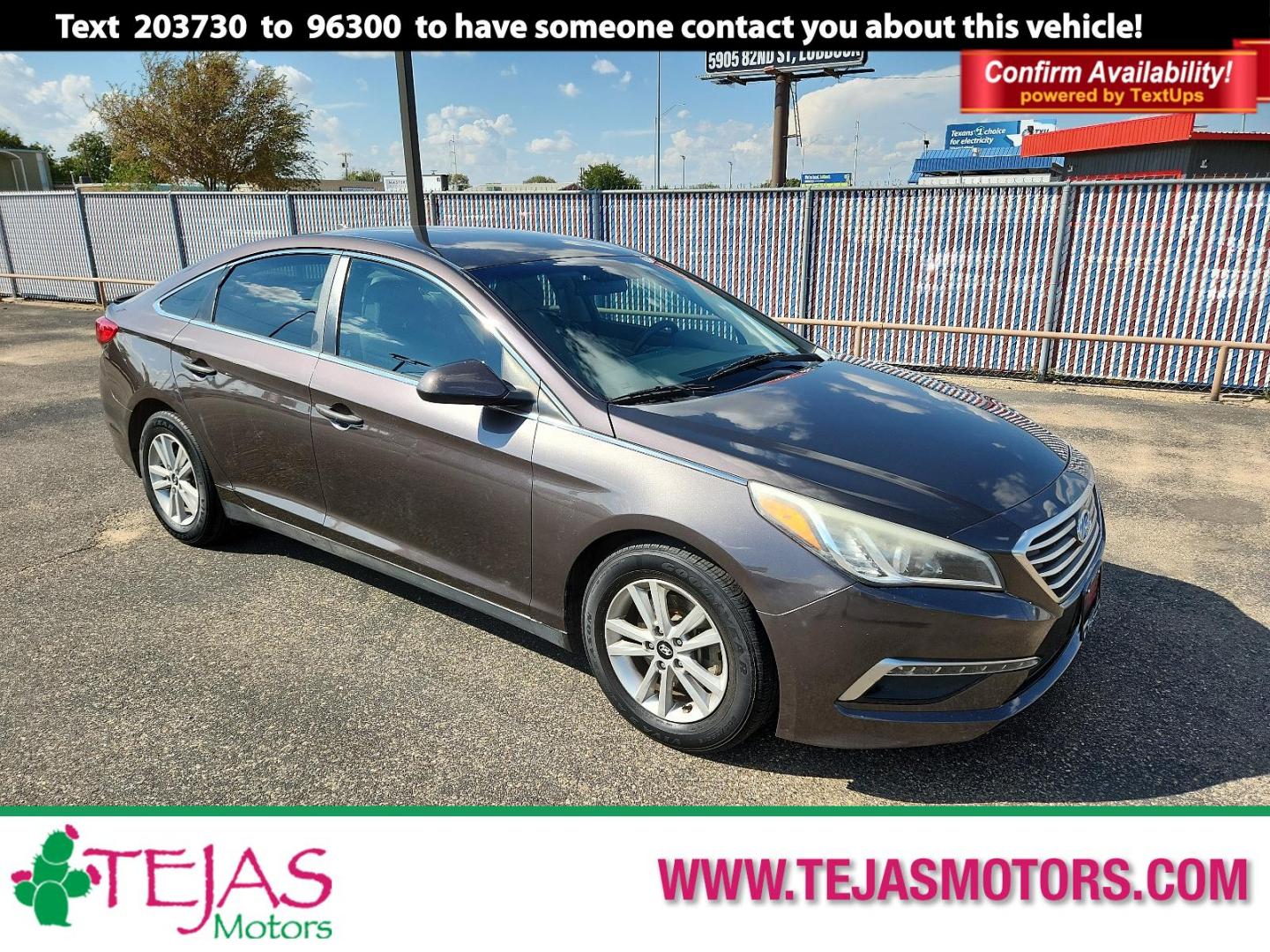 2015 Dark Truffle - N8 /Beige - BB Hyundai Sonata 2.4L SE (5NPE24AF1FH) with an Engine: 2.4L GDI 4-Cylinder engine, located at 4110 Avenue Q, Lubbock, 79412, 33.556553, -101.855820 - Photo#0