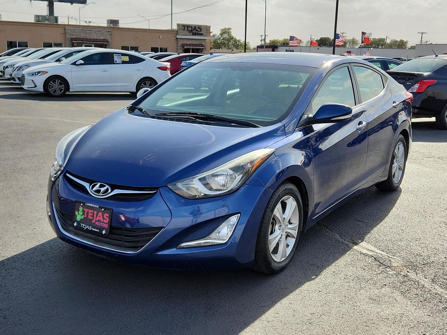 2016 Lakeside Blue - VU /Beige - YVF Hyundai Elantra Value Edition (5NPDH4AE8GH) with an Engine:1.8L DOHC 16V 4-Cylinder D-CVVT MPI engine, located at 4110 Avenue Q, Lubbock, 79412, 33.556553, -101.855820 - Photo#3