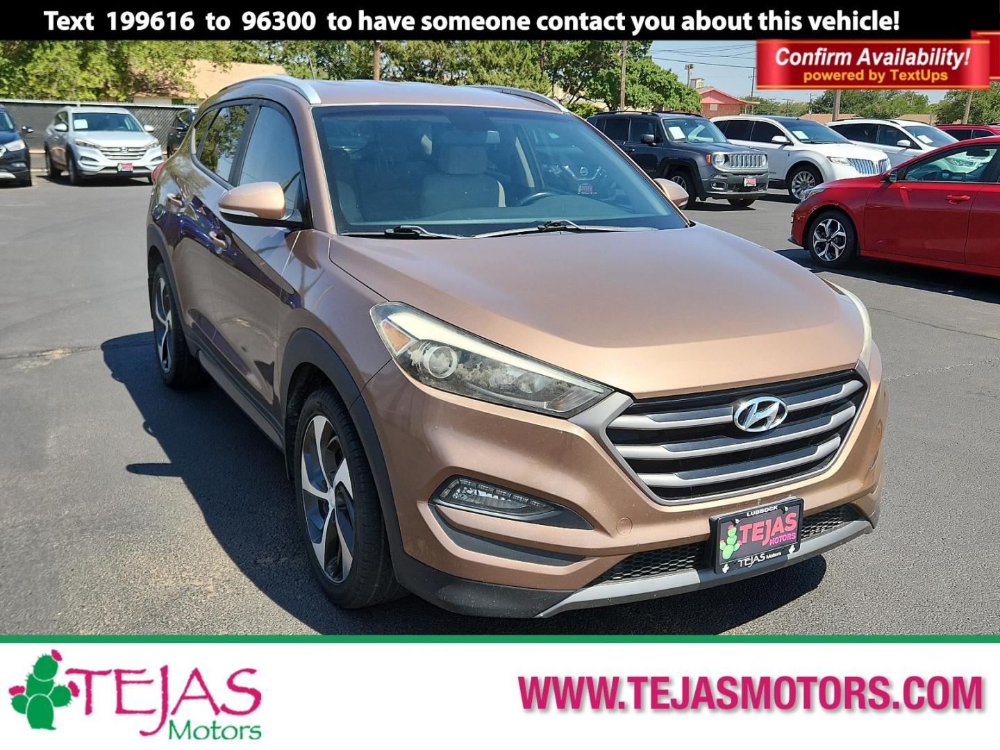 2016 Mojave Sand - NN5 /Beige - YAK Hyundai Tucson Sport (KM8J33A26GU) with an Engine: 1.6L GDI Turbo 4-Cylinder engine, located at 4110 Avenue Q, Lubbock, 79412, 33.556553, -101.855820 - 08/01/2024 KEY IN ENVELOPE GOD - Photo#0