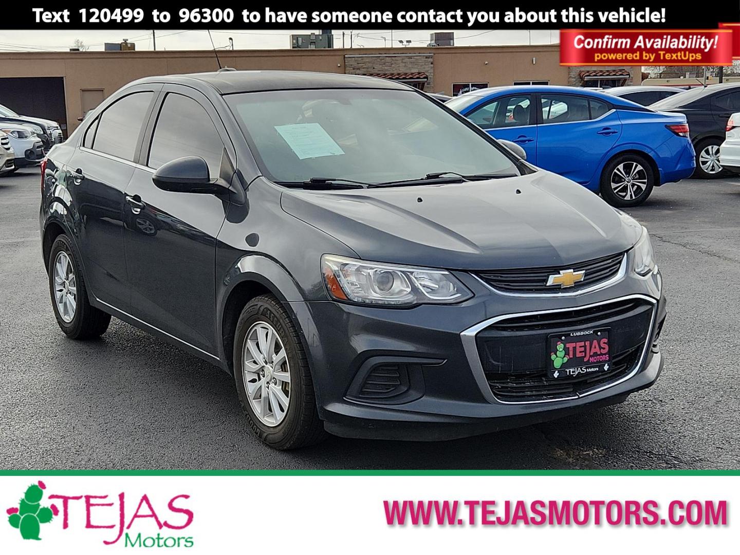 2018 Grey /Grey Chevrolet Sonic LT (1G1JD5SH7J4) with an ENGINE, ECOTEC 1.8L VARIABLE VALVE TIMING DOHC 4-CYLINDER SEQUENTIAL MFI engine, located at 4110 Avenue Q, Lubbock, 79412, 33.556553, -101.855820 - Photo#0