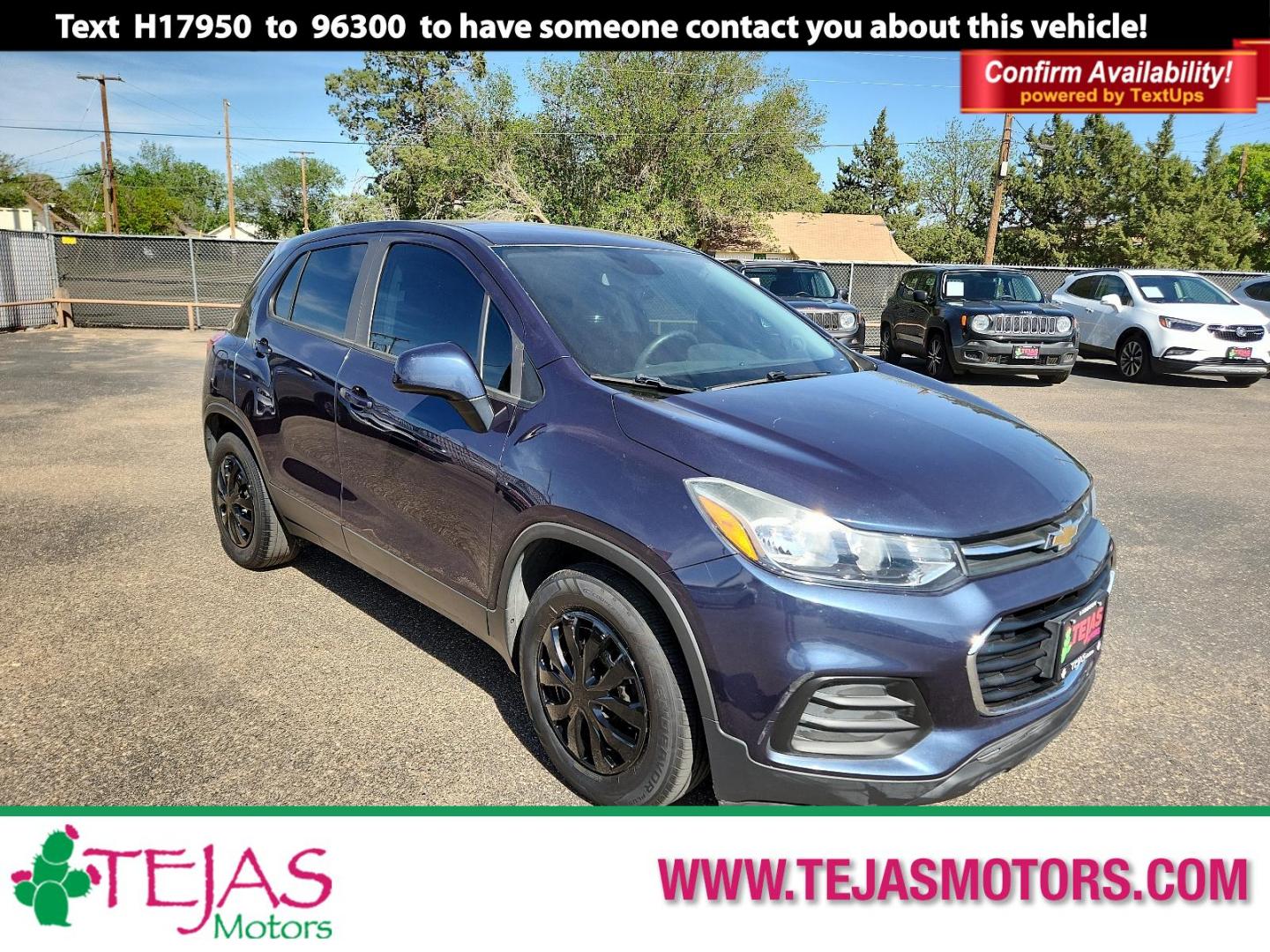 2018 BLUE Chevrolet Trax LS (3GNCJKSB5JL) with an ENGINE, ECOTEC TURBO 1.4L VARIABLE VALVE TIMING DOHC 4-CYLINDER SEQUENTIAL MFI engine, located at 4110 Avenue Q, Lubbock, 79412, 33.556553, -101.855820 - 04/16/2024 inspection in envelope god 04/19/2024 KEY IN ENVELOPE GOD - Photo#0