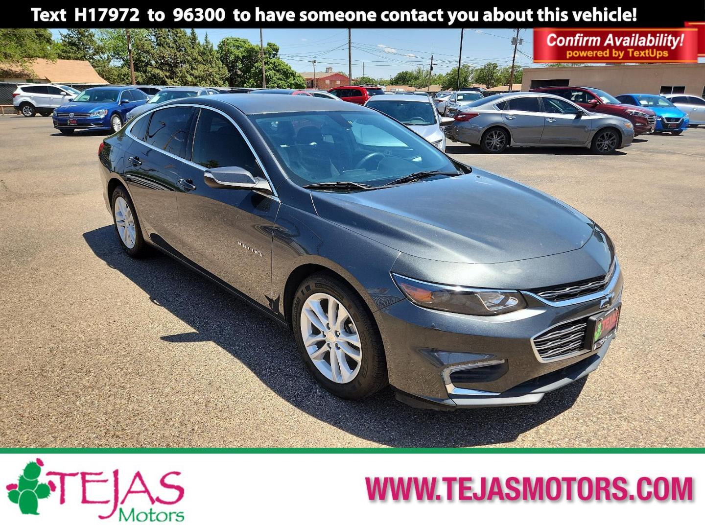 2017 GRAY Chevrolet Malibu LT (1G1ZE5ST1HF) with an ENGINE, 1.5L TURBO DOHC 4-CYLINDER DI engine, located at 4110 Avenue Q, Lubbock, 79412, 33.556553, -101.855820 - Photo#0