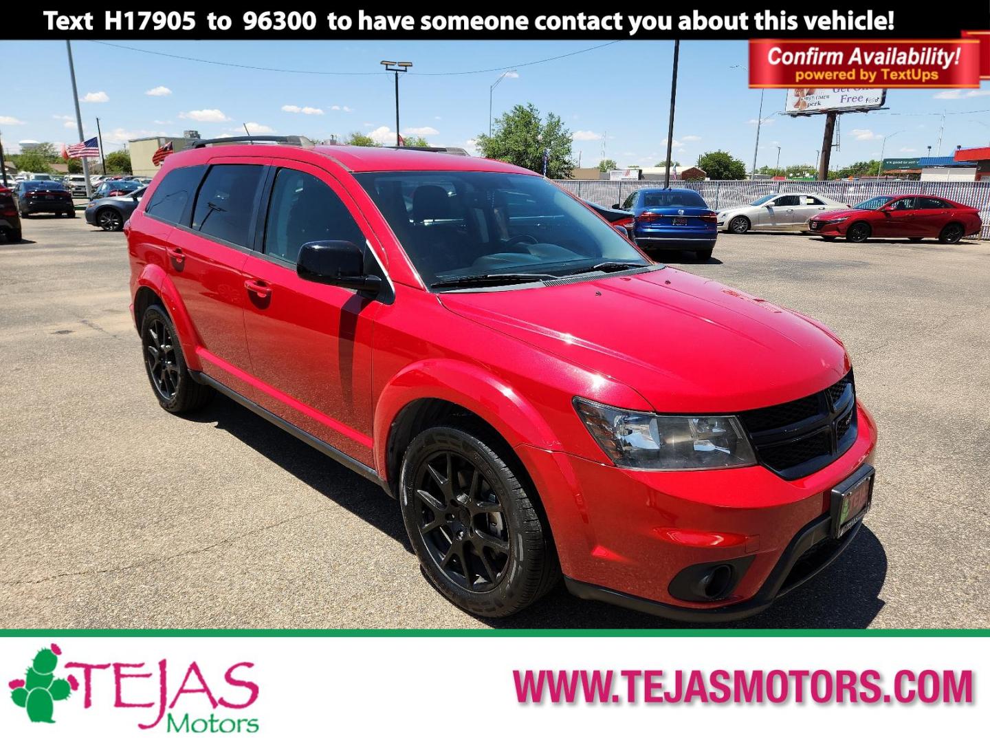 2016 RED Dodge Journey SXT (3C4PDCBB4GT) with an ENGINE: 2.4L I4 DOHC 16V DUAL VVT engine, located at 4110 Avenue Q, Lubbock, 79412, 33.556553, -101.855820 - 05/03/2024 inspection in envelope god 05/10/2024 key in envelope god - Photo#0