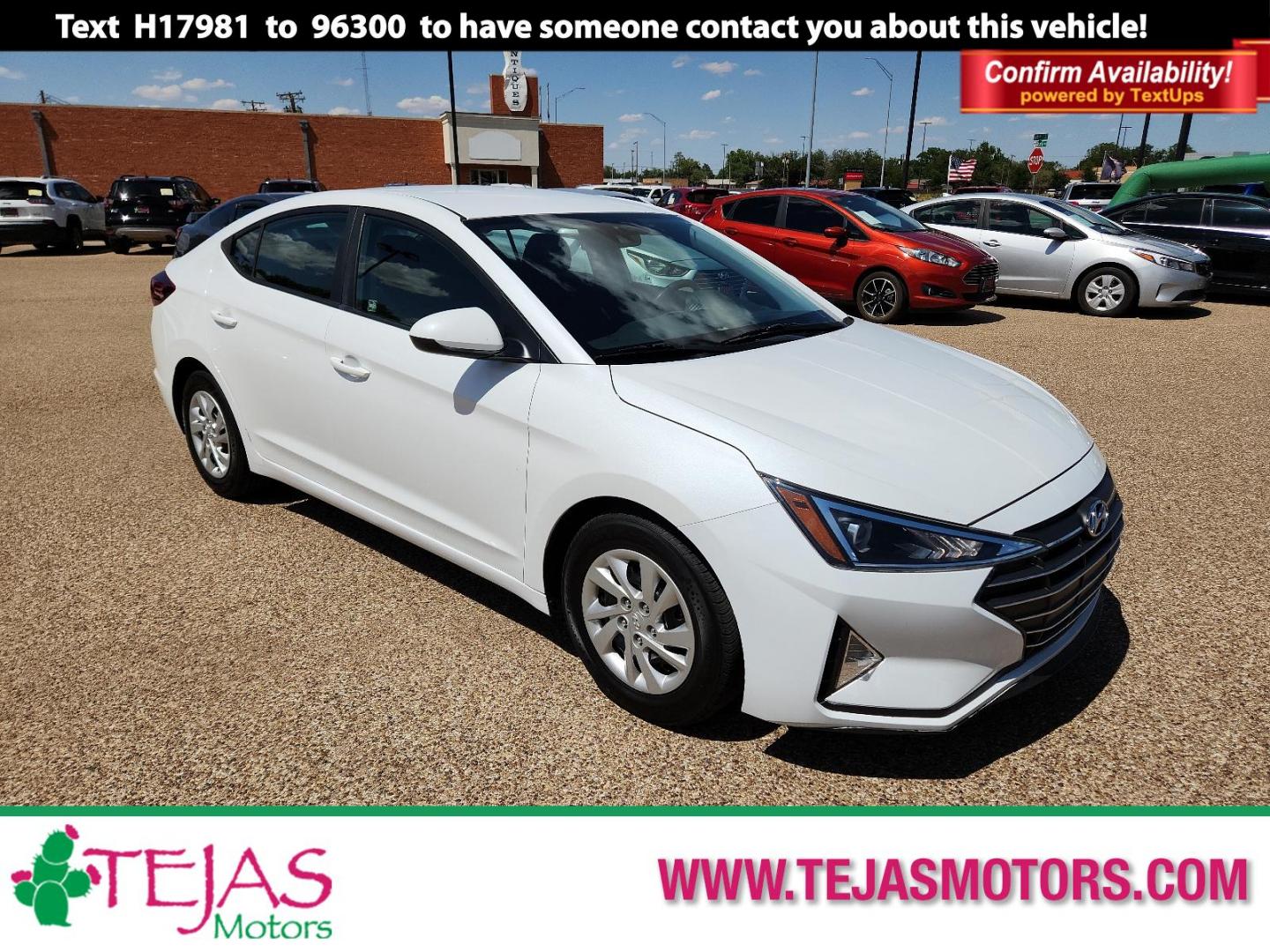 2020 WHITE Hyundai Elantra SE (5NPD74LF0LH) with an Engine: 2.0L DOHC 16V 4-Cylinder D-CVVT MPI engine, located at 4110 Avenue Q, Lubbock, 79412, 33.556553, -101.855820 - 05/11/2024 INSPECTION IN ENVELOPE GOD 05/15/2024 KEY IN ENVELOPE GOD - Photo#0