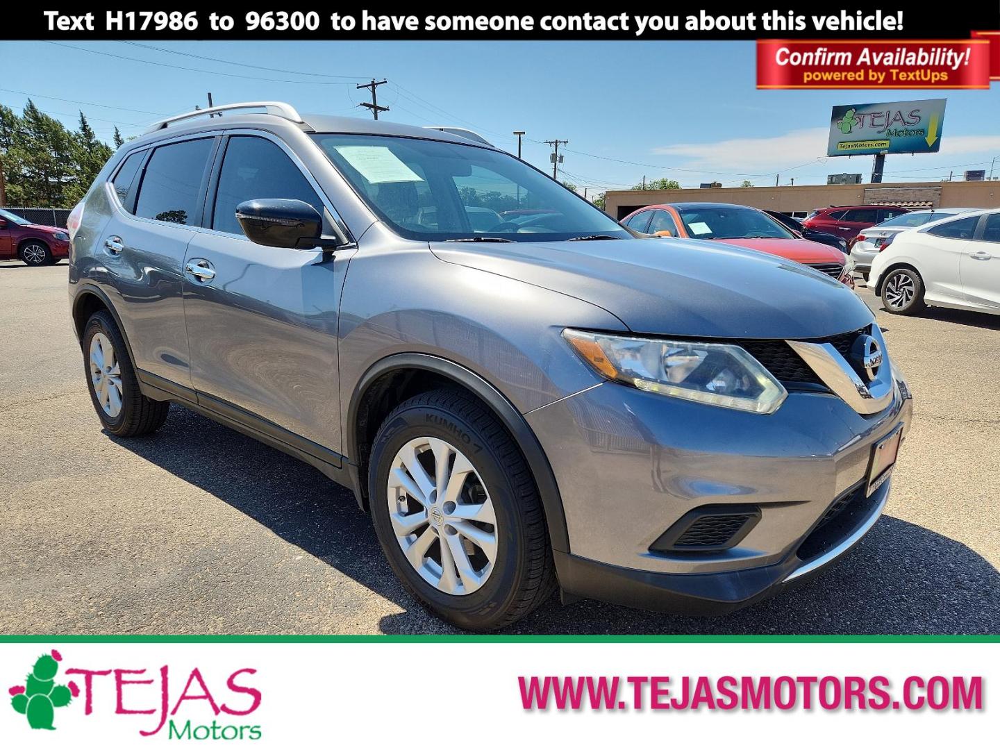 2016 GRAY /Grey Nissan Rogue SV (KNMAT2MT7GP) with an Engine: 2.5L DOHC 16-Valve I4 -inc: ECO mode engine, located at 4110 Avenue Q, Lubbock, 79412, 33.556553, -101.855820 - Photo#0