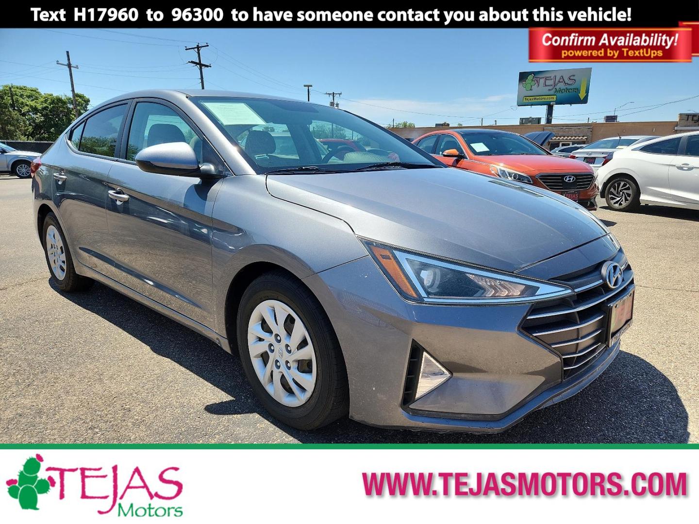 2019 GRAY /Grey Hyundai Elantra SE (5NPD74LFXKH) with an Engine: 2.0L DOHC 16V 4-Cylinder D-CVVT MPI engine, located at 4110 Avenue Q, Lubbock, 79412, 33.556553, -101.855820 - 04/25/2024 inspection in envelope god - Photo#0