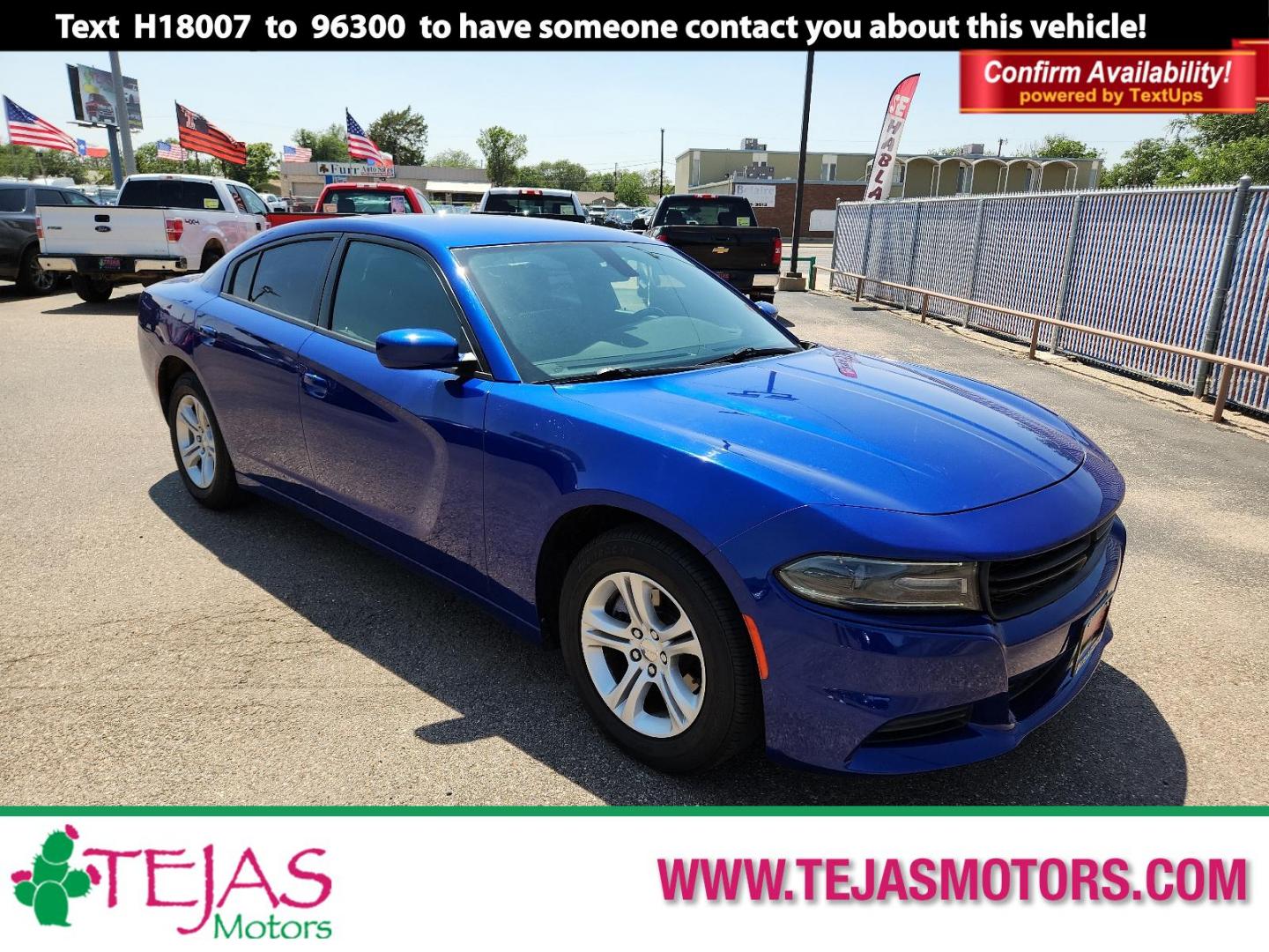 2019 BLUE Dodge Charger SXT (2C3CDXBG2KH) with an ENGINE: 3.6L V6 24V VVT engine, located at 4110 Avenue Q, Lubbock, 79412, 33.556553, -101.855820 - 06/07/2024 KEY IN ENVELOPE GOD - Photo#0