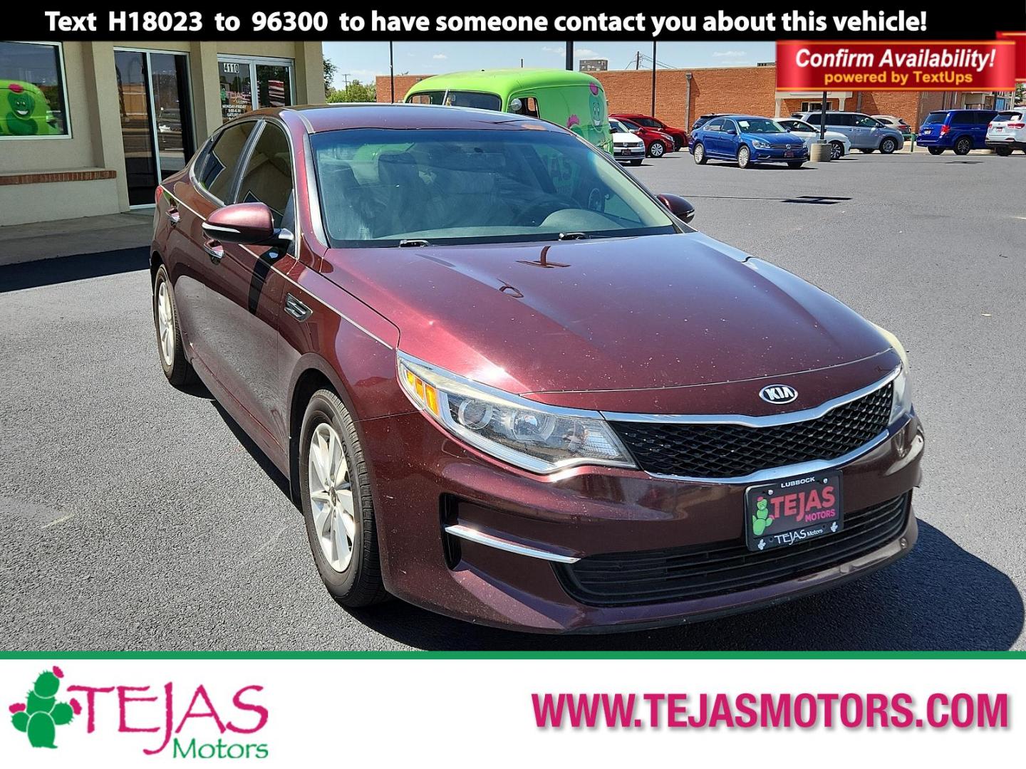 2018 PURPLE Kia Optima LX (5XXGT4L32JG) with an Engine: 2.4L DOHC I4 GDI engine, located at 4110 Avenue Q, Lubbock, 79412, 33.556553, -101.855820 - Photo#0