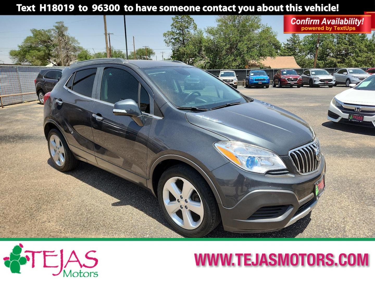 2016 GRAY Buick Encore Base FWD (KL4CJASB2GB) with an ENGINE, ECOTEC TURBO 1.4L VARIABLE VALVE TIMING DOHC 4-CYLINDER SEQUENTIAL MFI engine, located at 4110 Avenue Q, Lubbock, 79412, 33.556553, -101.855820 - 06/072024 INSPECTION IN ENVELOPE GOD 06/13/2024 DUPLICATE TRANSPONDER HS GOD - Photo#0