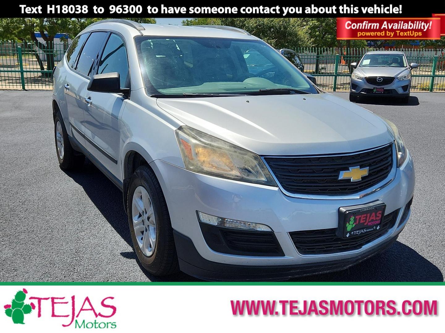 2015 SILVER Chevrolet Traverse LS (1GNKRFED8FJ) with an ENGINE, 3.6L SIDI V6 engine, located at 4110 Avenue Q, Lubbock, 79412, 33.556553, -101.855820 - 06/14/2024INSPECTION IN ENVELOPE GOD 06/25/2024 key in envelope god - Photo#0