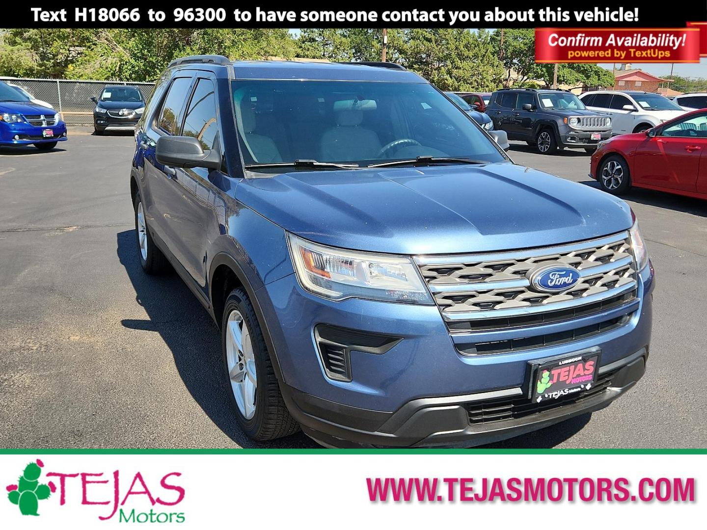 2018 Blue Metallic Ford Explorer Base (1FM5K7B86JG) with an ENGINE: 3.5L TI-VCT V6 engine, located at 4110 Avenue Q, Lubbock, 79412, 33.556553, -101.855820 - 07/23/2024 INSPECTION IN ENVELOPE GOD 07/30/2024 KEY IN ENVELOPE GOD - Photo#0