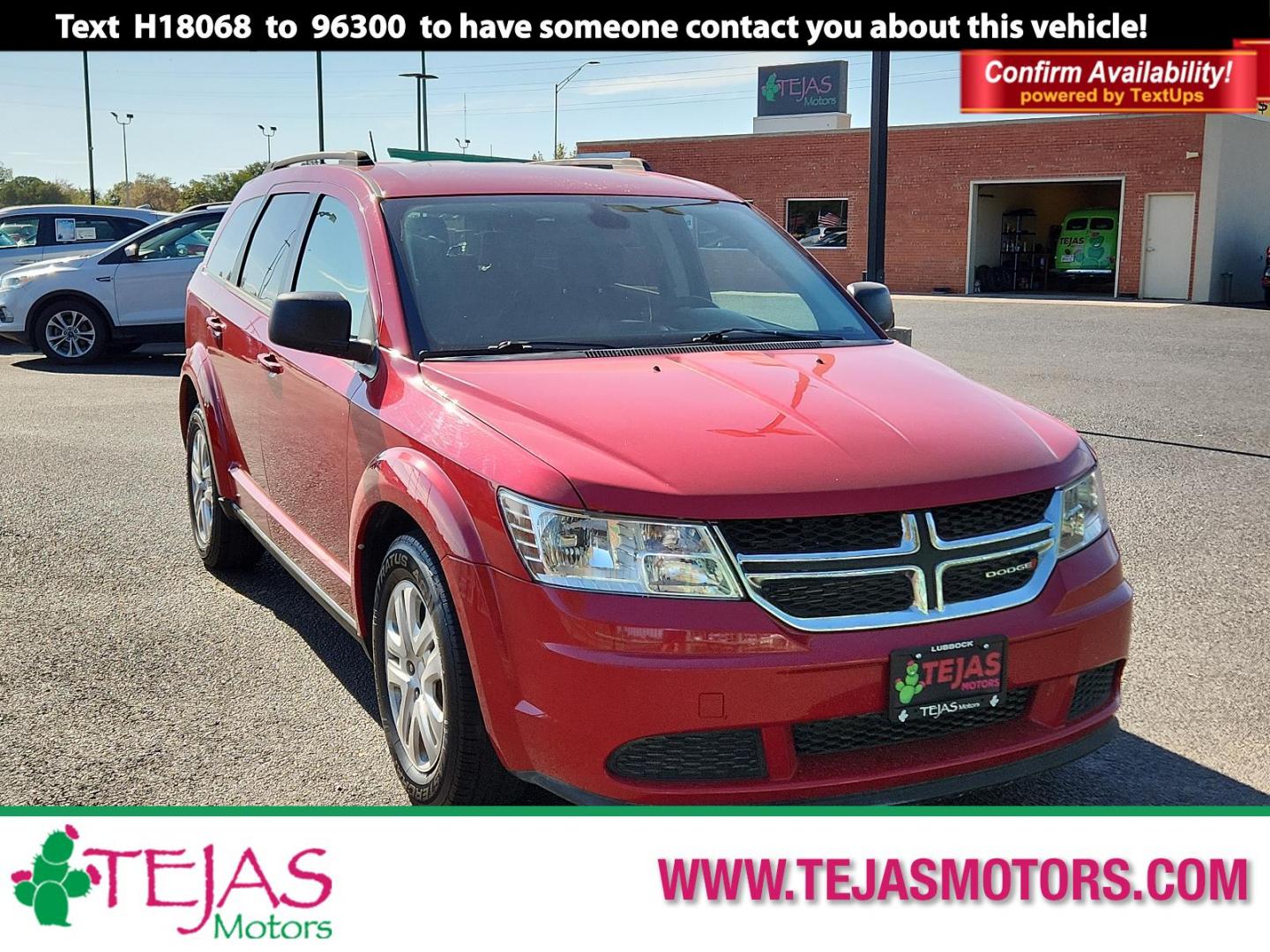 2018 RED Dodge Journey SE (3C4PDCAB8JT) with an ENGINE: 2.4L I4 DOHC 16V DUAL VVT engine, located at 4110 Avenue Q, Lubbock, 79412, 33.556553, -101.855820 - 08/17/2024 KEY IN ENVELOPE GOD - Photo#0