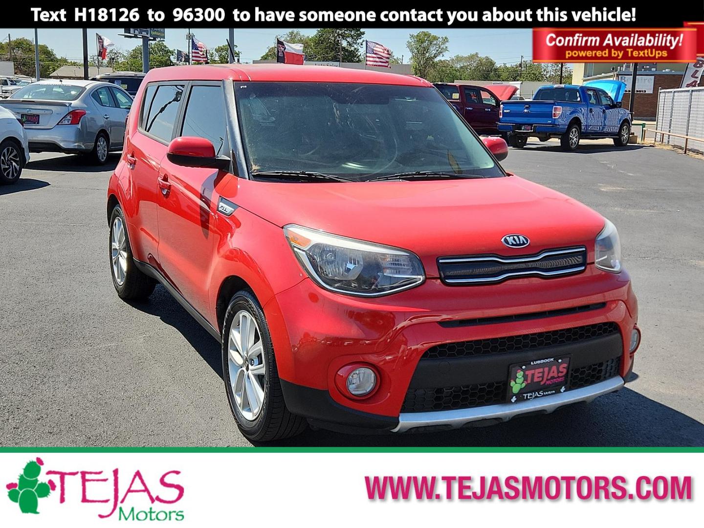 2017 RED Kia Soul + (KNDJP3A58H7) with an Engine: 2.0L GDI DOHC Dual CVVT I4 engine, located at 4110 Avenue Q, Lubbock, 79412, 33.556553, -101.855820 - 09/18/2024 KEY IN ENVELOPE GOD - Photo#0