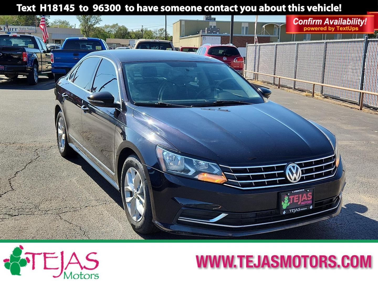 2017 BLACK Volkswagen Passat 1.8T S (1VWAT7A36HC) with an Engine: 1.8L TSI 170 HP 16V Turbo 4-Cylinder -inc: direct injection engine, located at 4110 Avenue Q, Lubbock, 79412, 33.556553, -101.855820 - 09/19/2024 INSECTION IN ENVELOPE GOD 09/21/2024 KEY IN ENVELOPE GOD - Photo#0