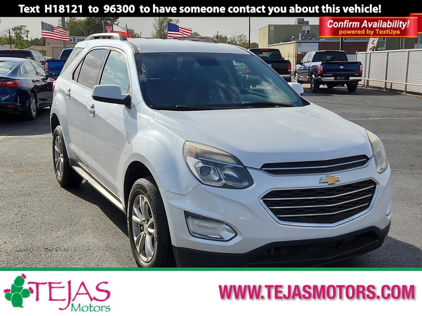 2017 WHITE Chevrolet Equinox LT (2GNALCEK5H1) with an ENGINE, 2.4L DOHC 4-CYLINDER SIDI (SPARK IGNITION DIRECT INJECTION) engine, located at 4110 Avenue Q, Lubbock, 79412, 33.556553, -101.855820 - 09/26/2024 INSPECTION IN ENVELOPE GOD 10/04/2024 KEY IN ENVELOPE GOD - Photo#0