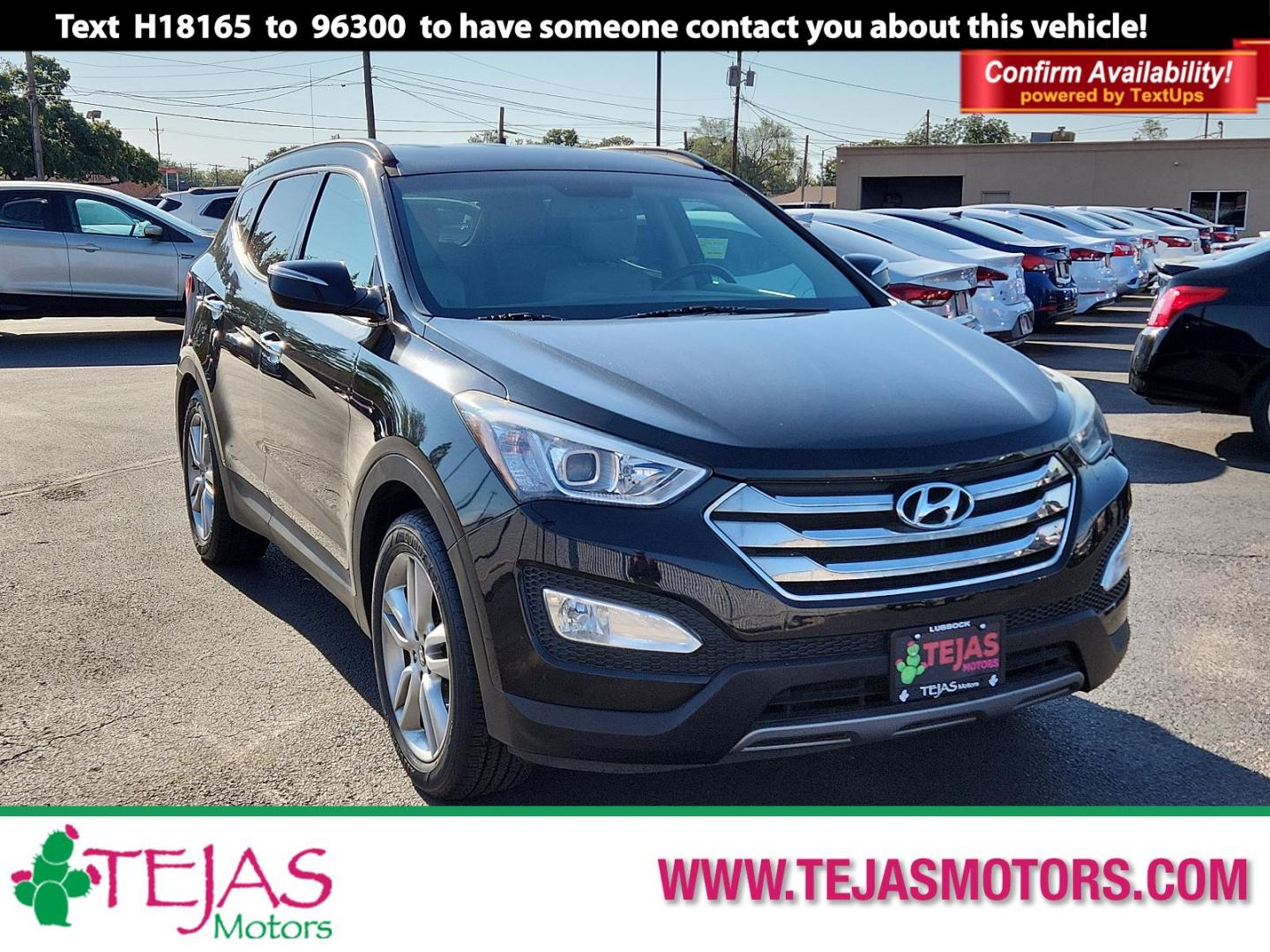 2014 BLACK Hyundai Santa Fe Sport Sport 2.0T FWD (5XYZU3LAXEG) with an Engine: 2.0L Turbo-GDI DOHC 16-Valve I4 engine, located at 4110 Avenue Q, Lubbock, 79412, 33.556553, -101.855820 - 10/04/2024 INSPECTION IN ENVELOPE GOD 10/10/2024 KEY IN ENVELOPE GOD - Photo#0