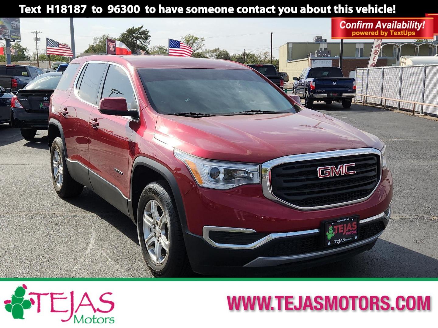 2019 RED GMC Acadia SLE (1GKKNKLA8KZ) with an ENGINE, 2.5L DOHC 4-CYLINDER SIDI engine, located at 4110 Avenue Q, Lubbock, 79412, 33.556553, -101.855820 - 10/11/2024 INSPECTION IN ENVELOPE GOD 10/12/2024 KEY IN ENVELOPE GOD - Photo#0