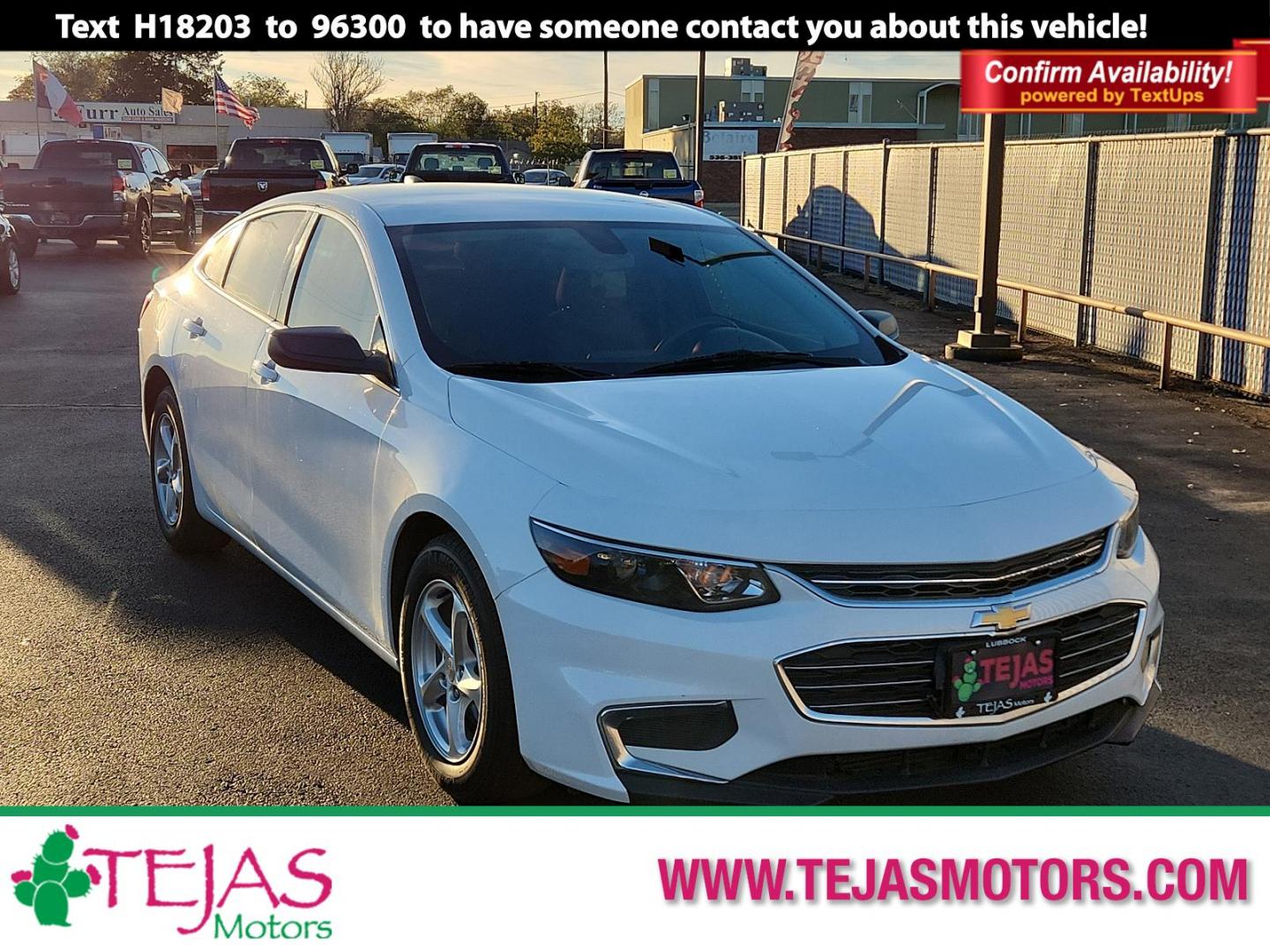 2018 WHITE Chevrolet Malibu LS (1G1ZB5ST3JF) with an ENGINE, 1.5L TURBO DOHC 4-CYLINDER DI engine, located at 4110 Avenue Q, Lubbock, 79412, 33.556553, -101.855820 - Photo#0