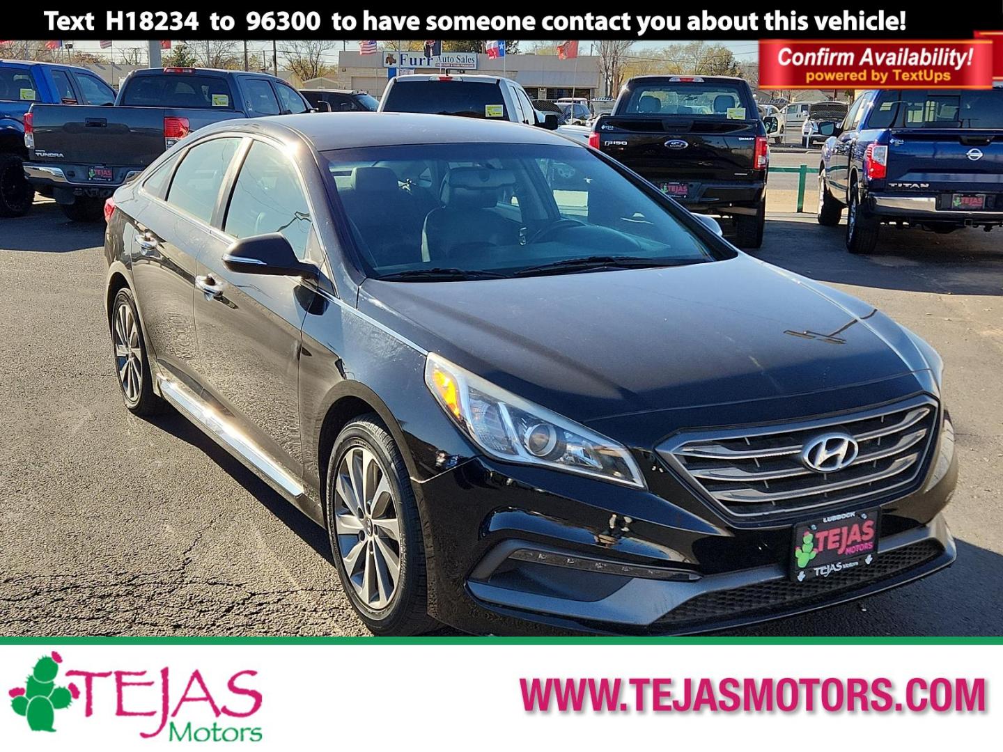 2015 BLACK Hyundai Sonata 2.4L Sport (5NPE34AF8FH) with an Engine: 2.4L GDI 4-Cylinder engine, located at 4110 Avenue Q, Lubbock, 79412, 33.556553, -101.855820 - 12/13/2024 INSPECTION IN ENVELOPE GOD 12/20/2024 KEY IN ENVELOPE GOD - Photo#0