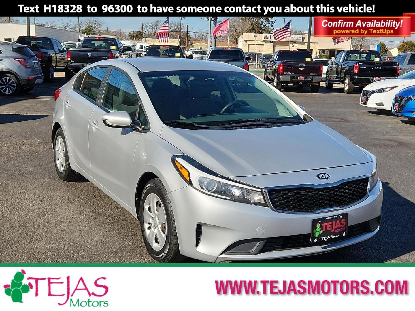 2017 SILVER Kia Forte LX (3KPFK4A74HE) with an Engine: 2.0L I4 DOHC D-CVVT MPI engine, located at 4110 Avenue Q, Lubbock, 79412, 33.556553, -101.855820 - 01/31/2025 key in envelope god - Photo#0