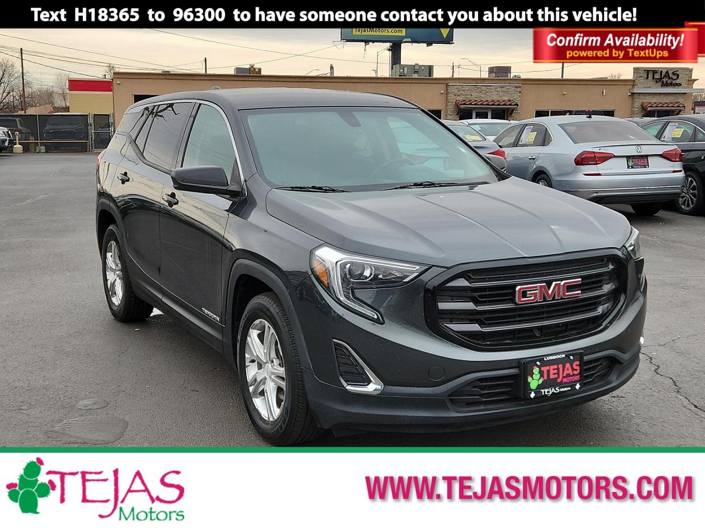 2018 GRAY GMC Terrain SLE (3GKALMEV4JL) with an ENGINE, 1.5L TURBO DOHC 4-CYLINDER, SIDI, VVT engine, located at 4110 Avenue Q, Lubbock, 79412, 33.556553, -101.855820 - 02/05/2025 KEY IN ENVELOPE GOD - Photo#0