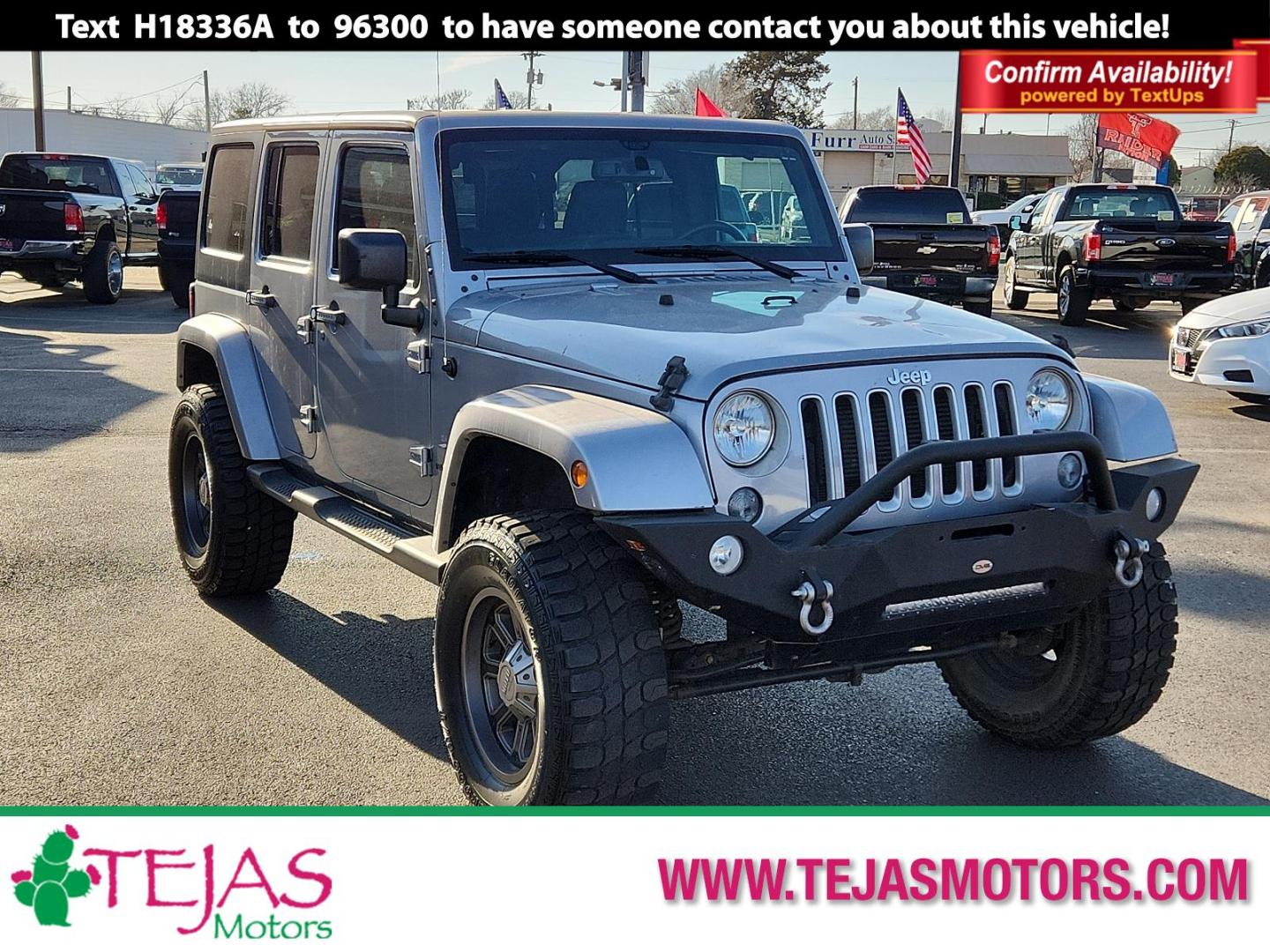 2016 Silver Jeep Wrangler Unlimited Sahara (1C4BJWEG5GL) with an ENGINE: 3.6L V6 24V VVT engine, located at 4110 Avenue Q, Lubbock, 79412, 33.556553, -101.855820 - Photo#0