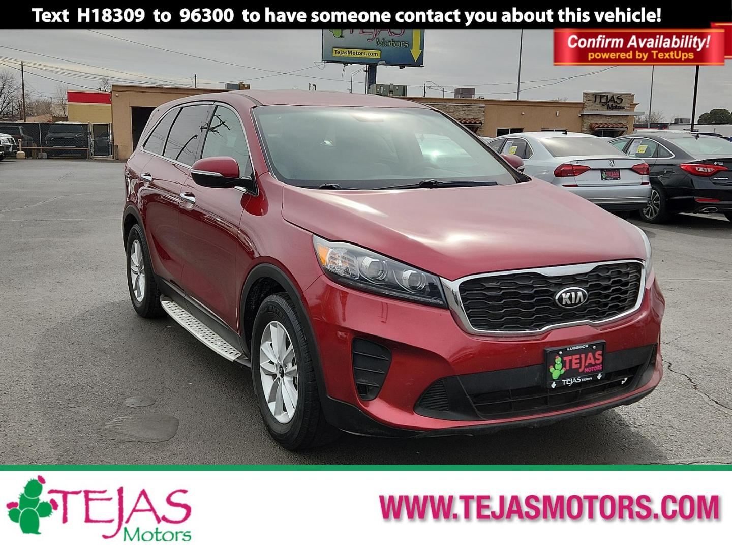 2020 RED Kia Sorento LX (5XYPG4A30LG) with an Engine: 2.4L GDI Dual CVVT DOHC 16V I4 engine, located at 4110 Avenue Q, Lubbock, 79412, 33.556553, -101.855820 - 02/08/2025 KEY IN ENVELOPE GOD - Photo#0