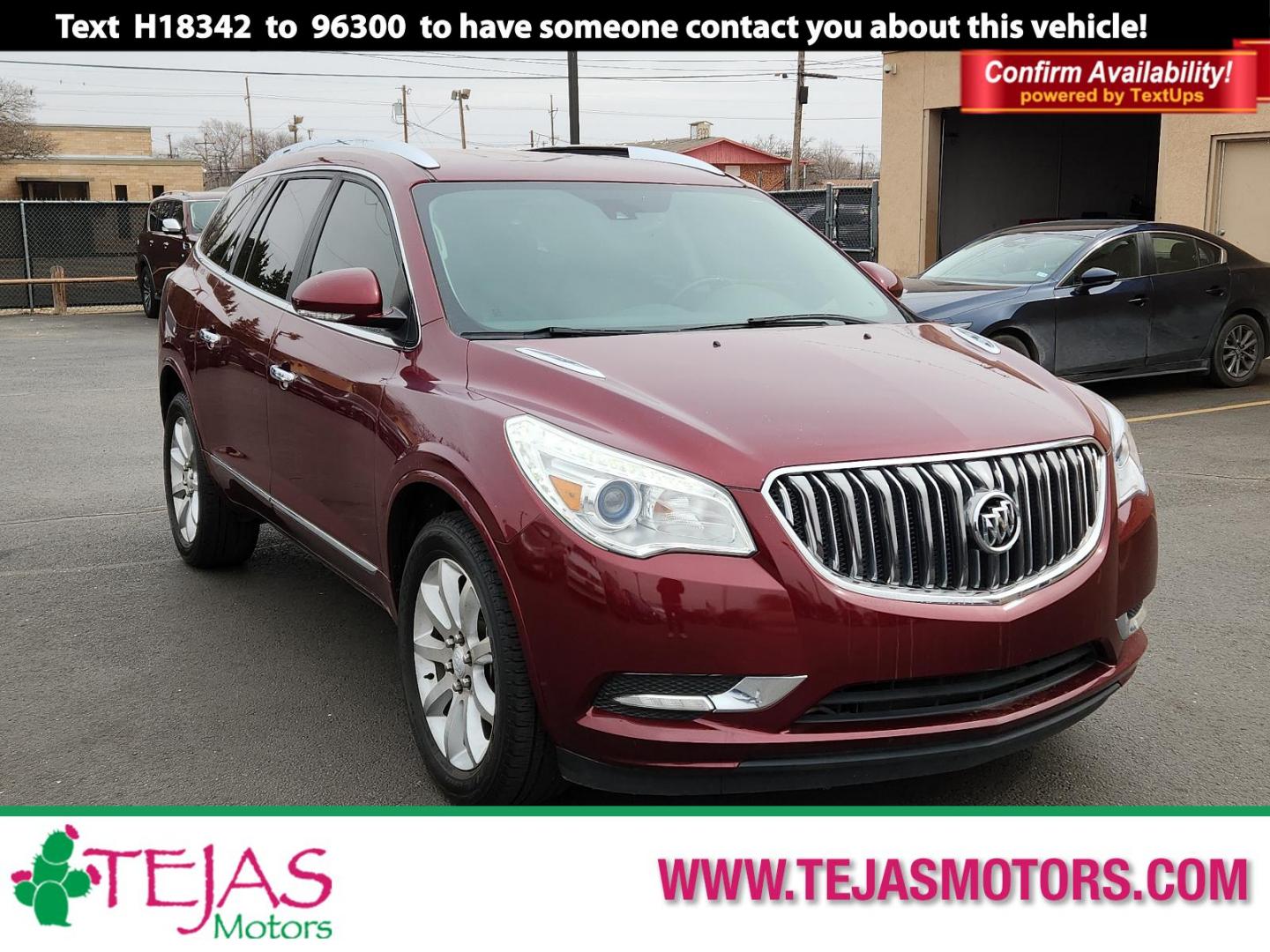 2017 Red Buick Enclave Premium (5GAKRCKD0HJ) with an ENGINE, 3.6L VARIABLE VALVE TIMING V6 WITH SIDI (SPARK IGNITION DIRECT INJECTION), DOHC engine, located at 4110 Avenue Q, Lubbock, 79412, 33.556553, -101.855820 - 02/08/2025 KEY IN ENVELOPE GOD - Photo#0