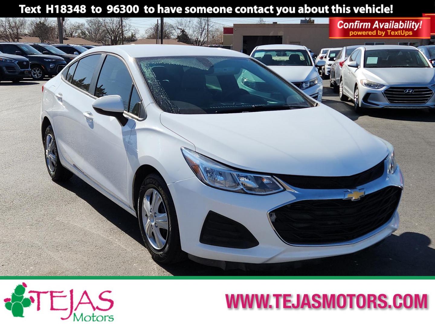 2019 WHITE Chevrolet Cruze LS (1G1BC5SM4K7) with an ENGINE, 1.4L TURBO DOHC 4-CYLINDER DI engine, located at 4110 Avenue Q, Lubbock, 79412, 33.556553, -101.855820 - Photo#0